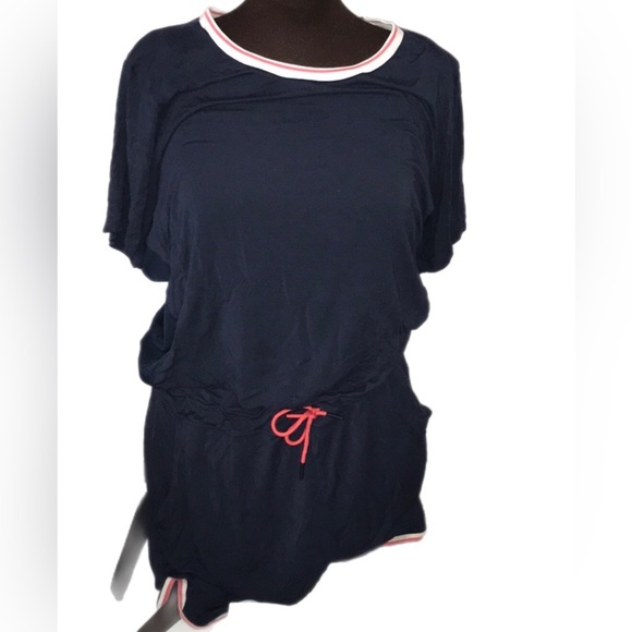 Kari Traa 90’s Vibe Pickle Ball Short Sleeve Outfit Sz L Romper Pockets NWOT - Picture 2 of 15